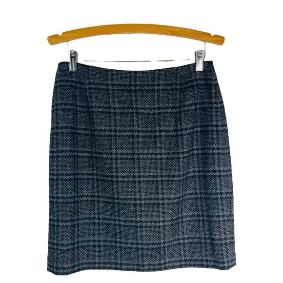 Eddie Bauer grey black wool plaid preppy academia office skirt 6 - Picture 1 of 4